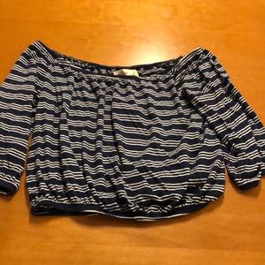 Blue off the shoulder shirt